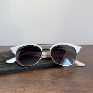 LOVO Stylish White and Gold Sunglasses